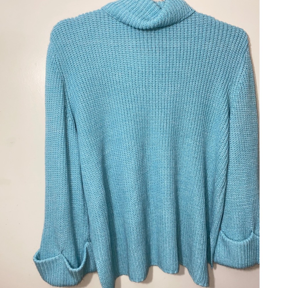 Lane Bryant Turtleneck Sweater Womens 26/28 Blue Chunky Knit Cuffed Sleeve Cozy - Picture 2 of 9